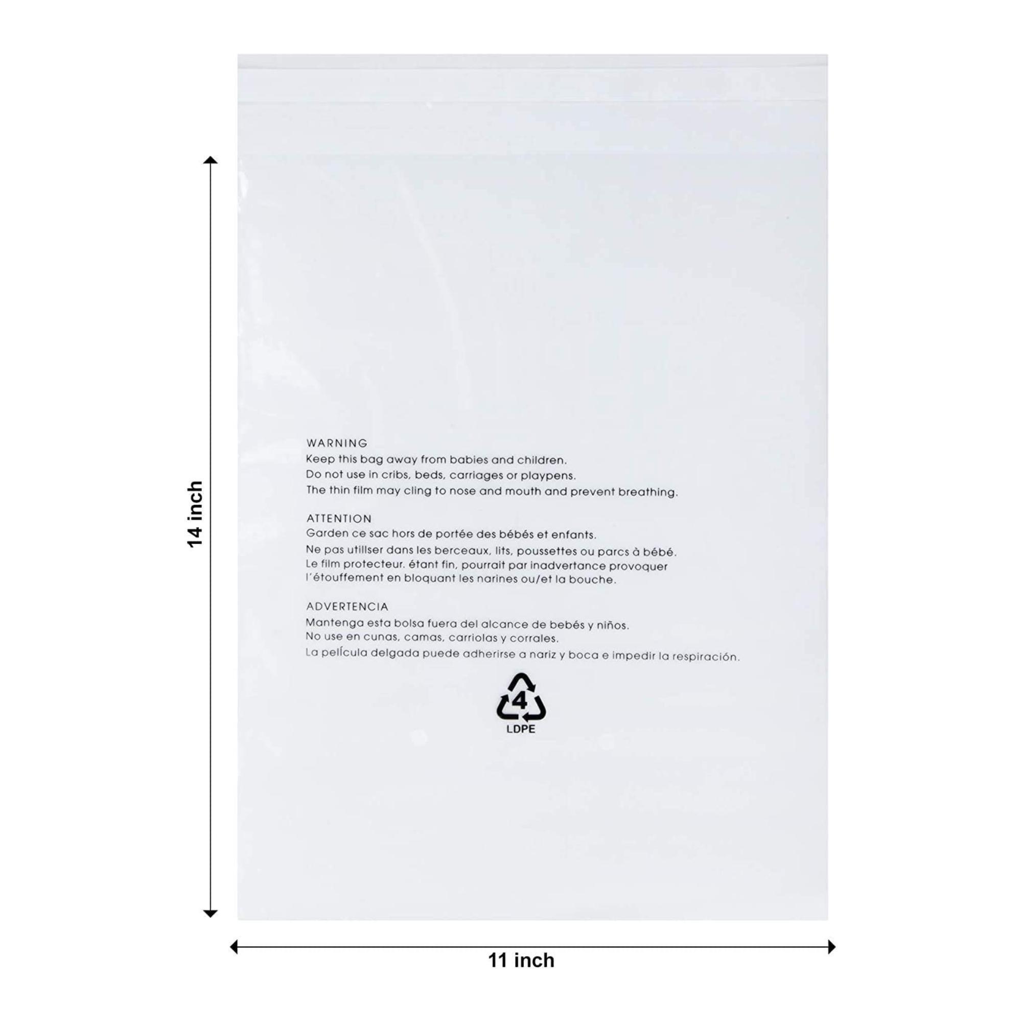 9x12 Suffocation Warning Clear Poly Bags