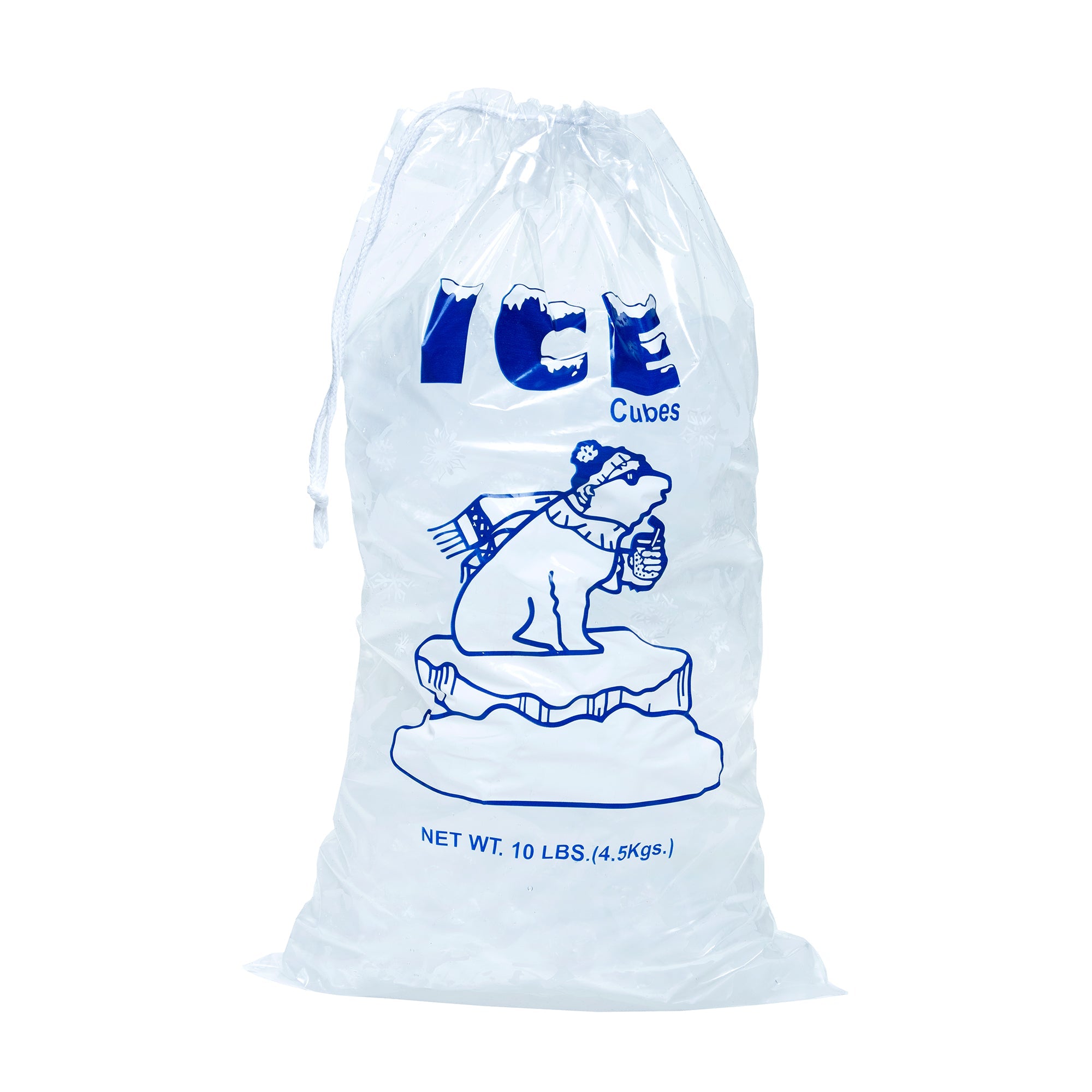 10 Lbs Pack of 100 Ice Bags With Cotton Drawstring - Ice Cube Bags