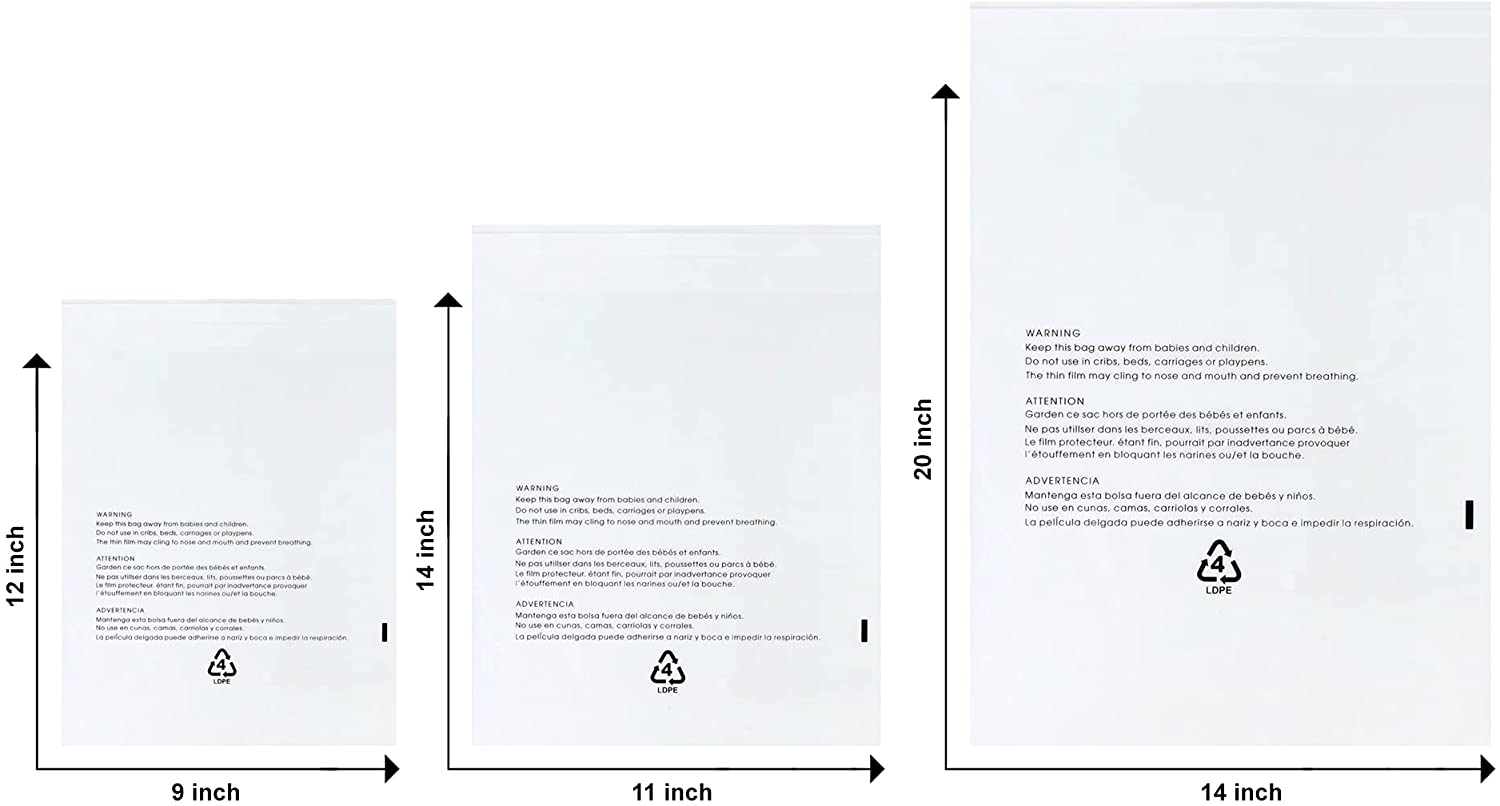 thumbnail image 2 of Poly Bags 1000 Self-Seal Clear 19x24 Inches – 1.5 Mil Thick With Suffocation Warning, Free Shipping Packaging Poly Bags 2 of 14