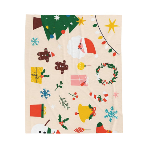 Christmas Velveteen Plush Blanket, Biege
