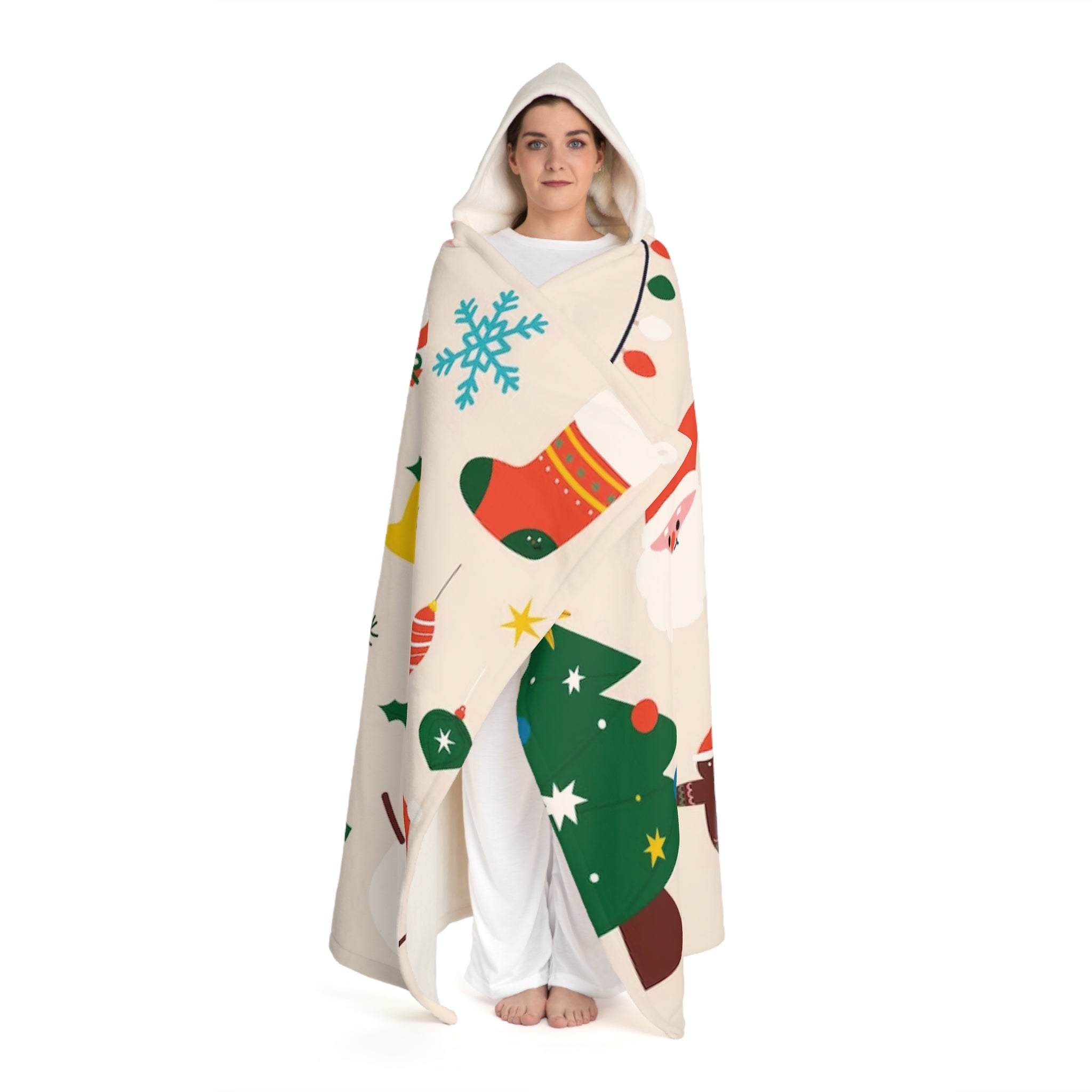 Christmas Hooded Sherpa Fleece Blanket Biege - Infinite Pack