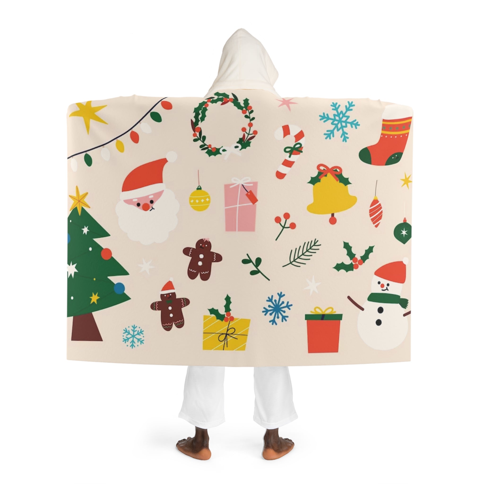 Christmas Hooded Sherpa Fleece Blanket Biege - Infinite Pack
