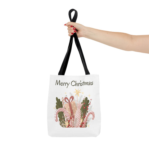 Merry Christmas Tote Bags White, Reusable Canvas Tote Bags, Available in Different Size