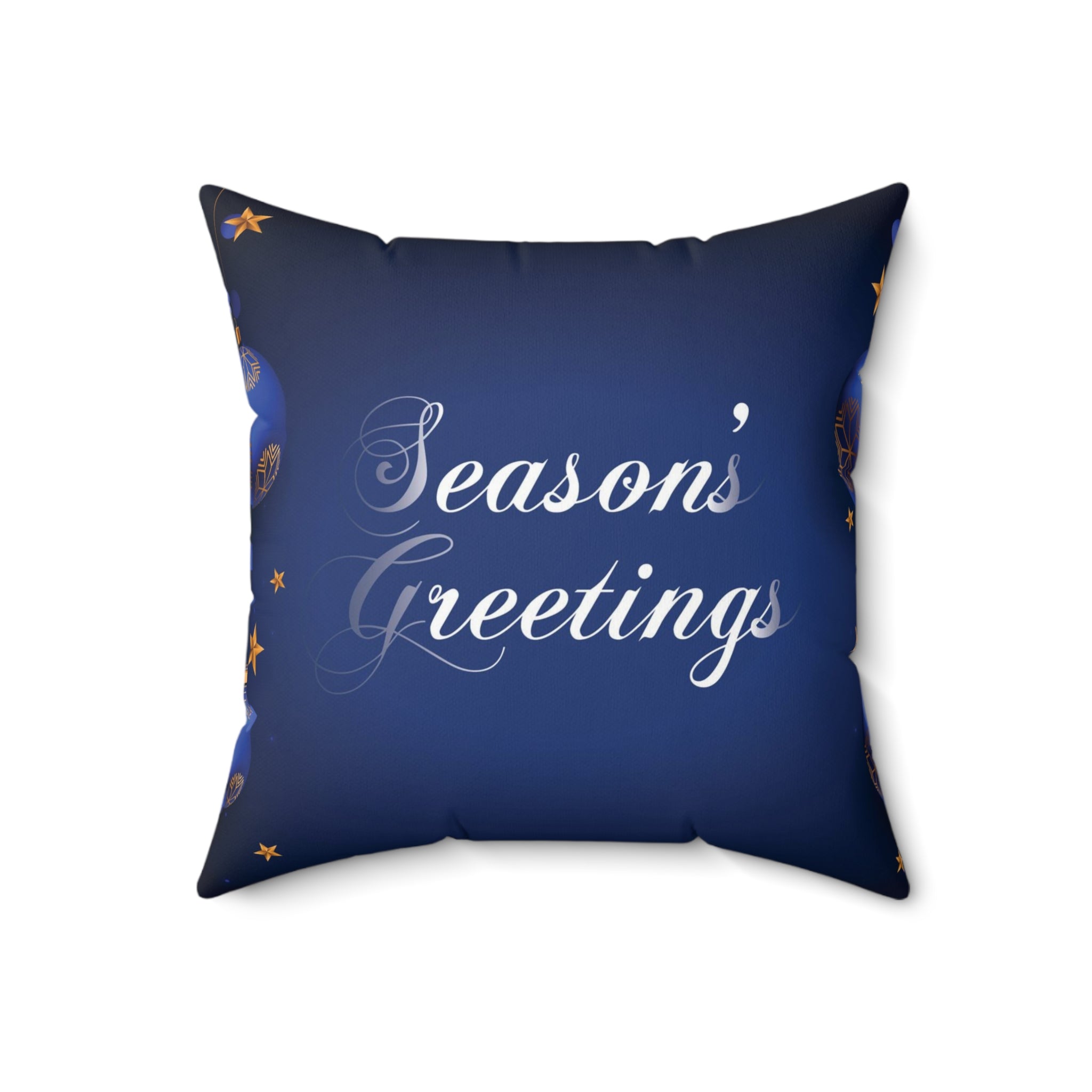 Christmas Spun Polyester Square Pillow Dark Blue