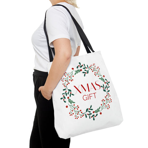 Merry Christmas Gift Tote Bags White, Reusable Canvas Tote Bags, Available in Different Size
