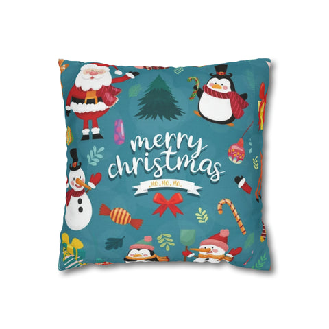 Christmas Spun Polyester Square Pillow Case Blue - Infinite Pack