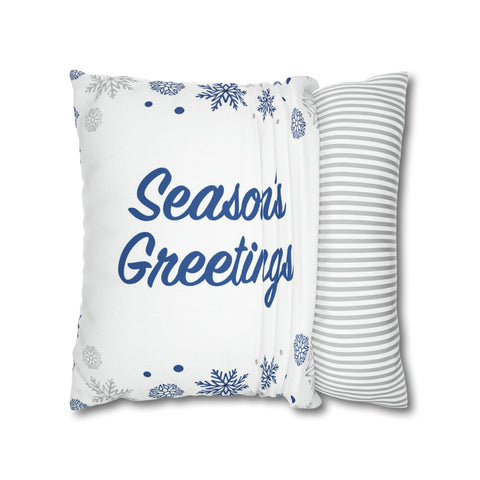 Christmas Spun Polyester Square Pillow Case White
