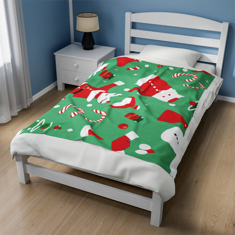 Christmas Velveteen Plush Blanket, Green - Infinite Pack
