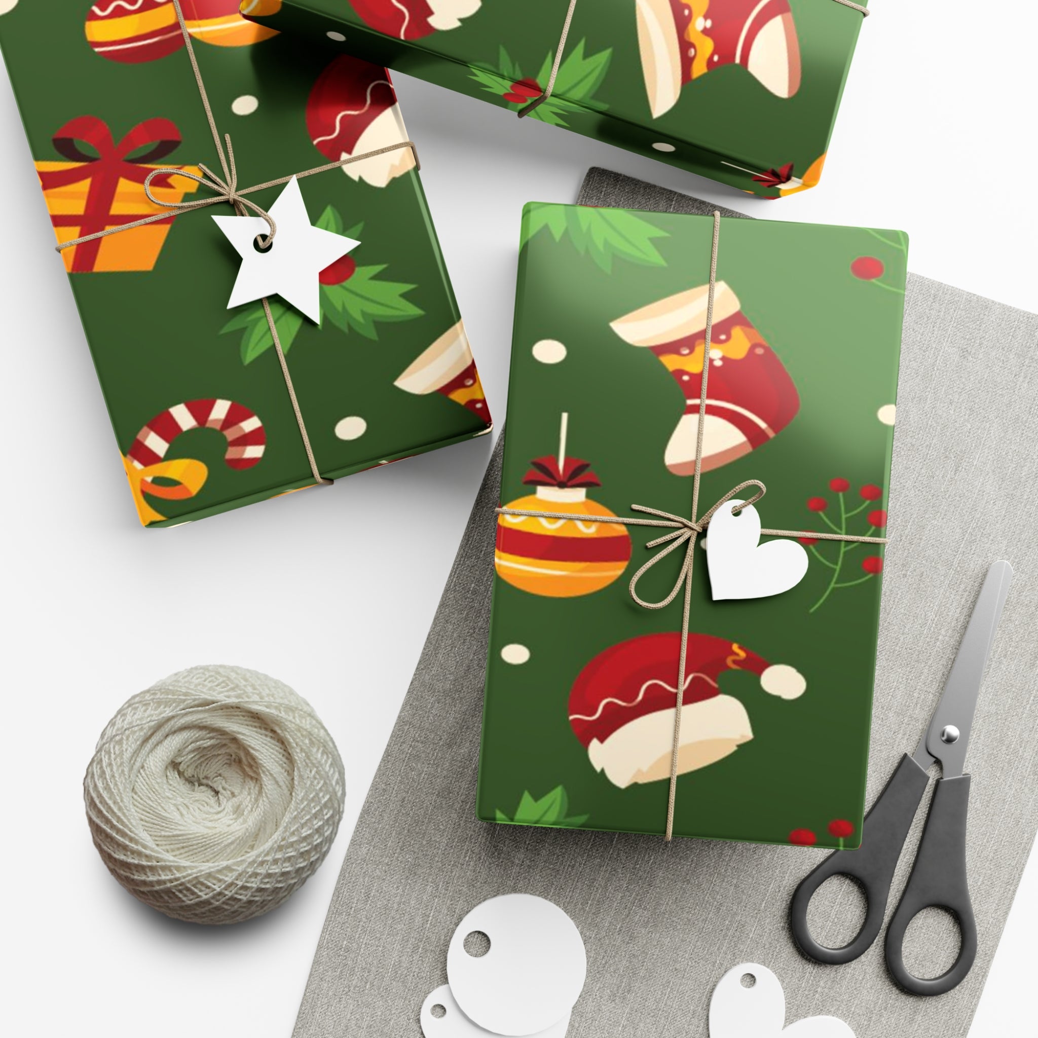 Christmas Gift Wrap Papers Dark Green