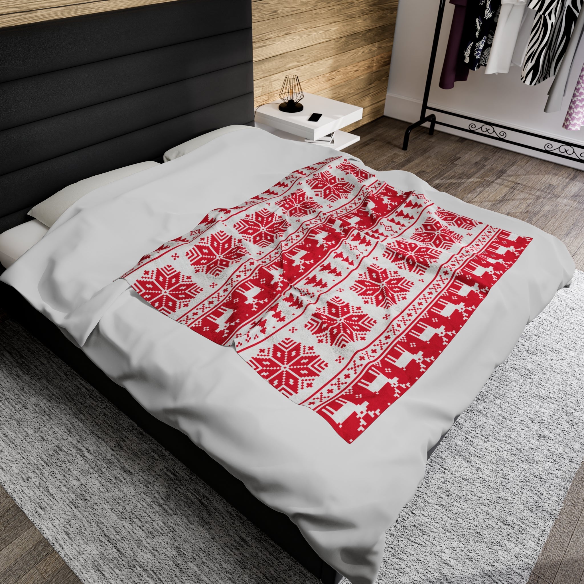 Christmas Velveteen Plush Blanket, Red
