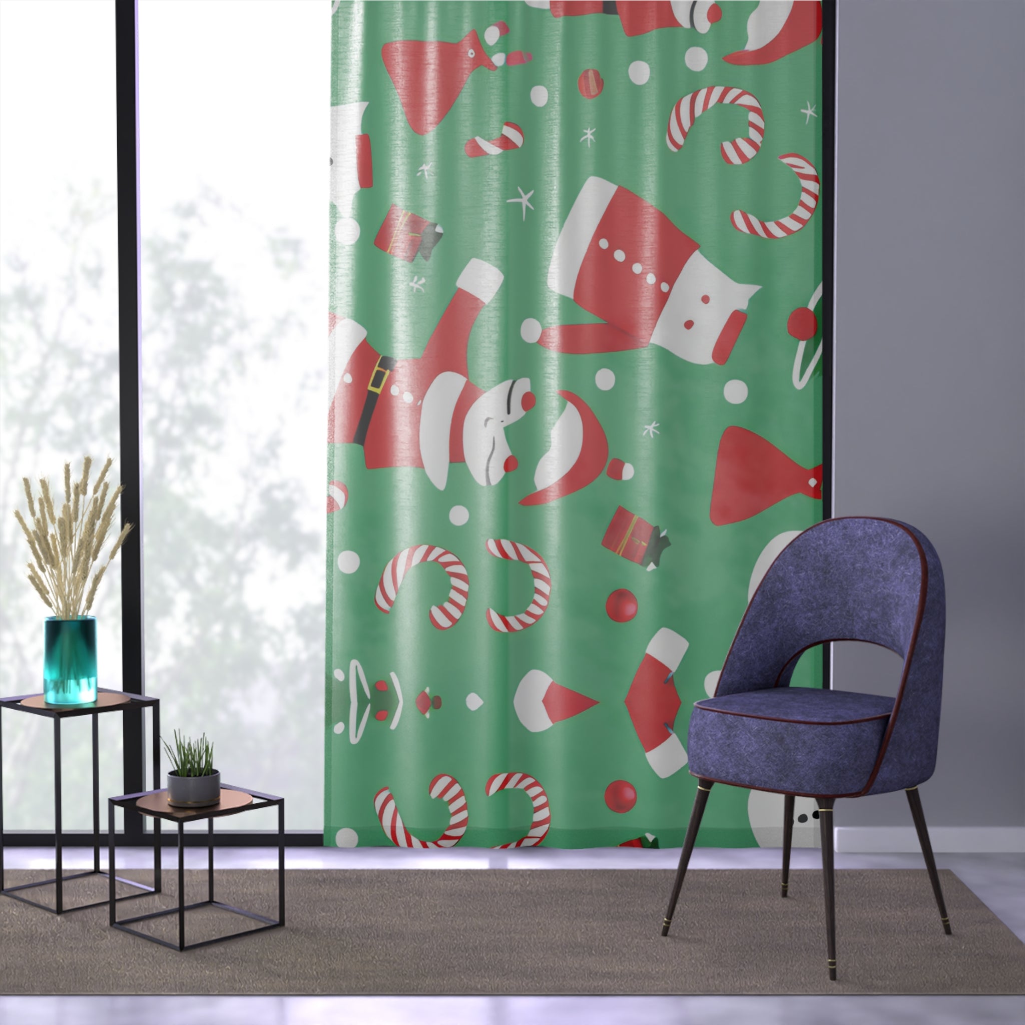 Christmas Window Curtain, Green - Infinite Pack