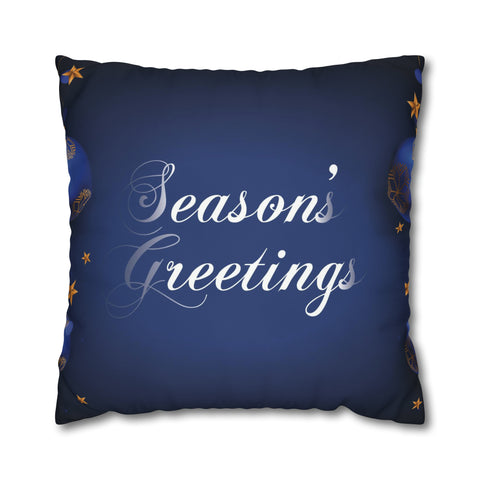 Christmas Spun Polyester Pillowcase Dark Blue