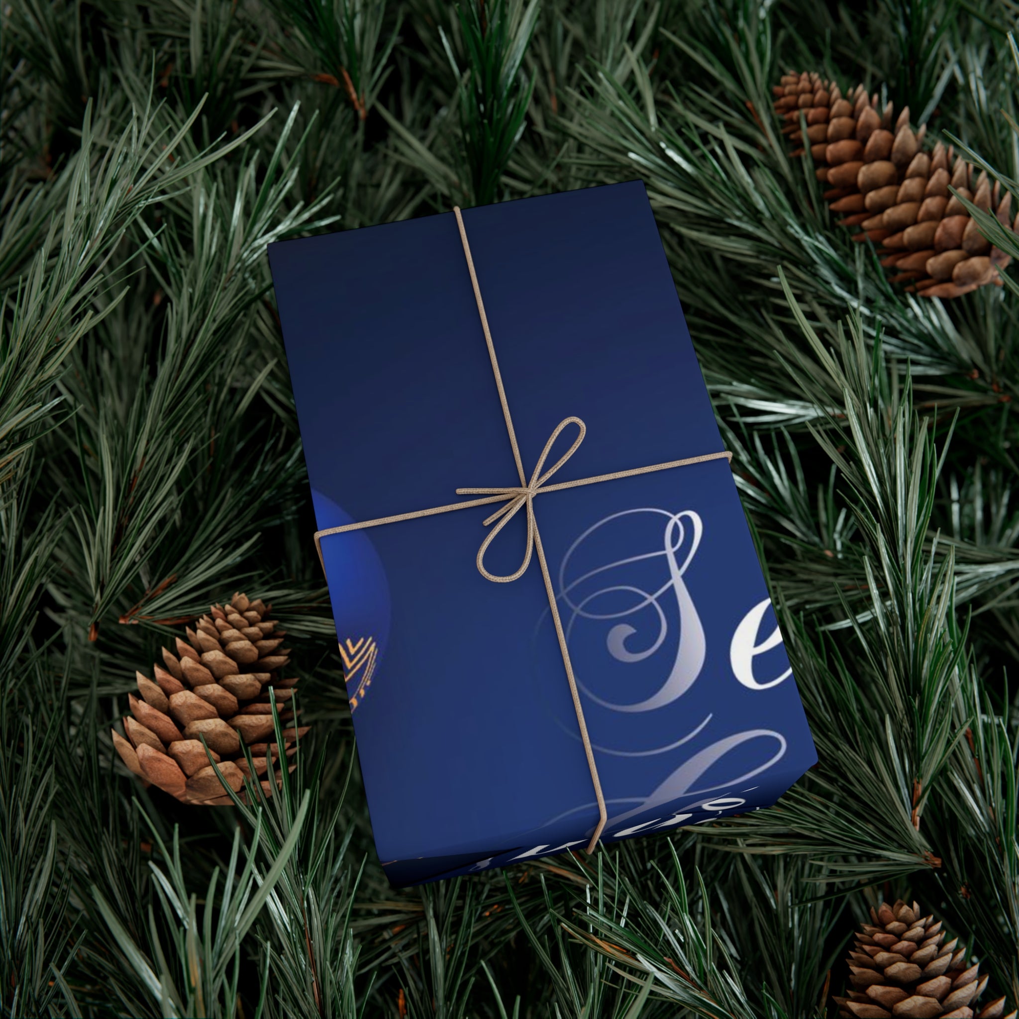 Christmas Gift Wrap Papers Dark Blue