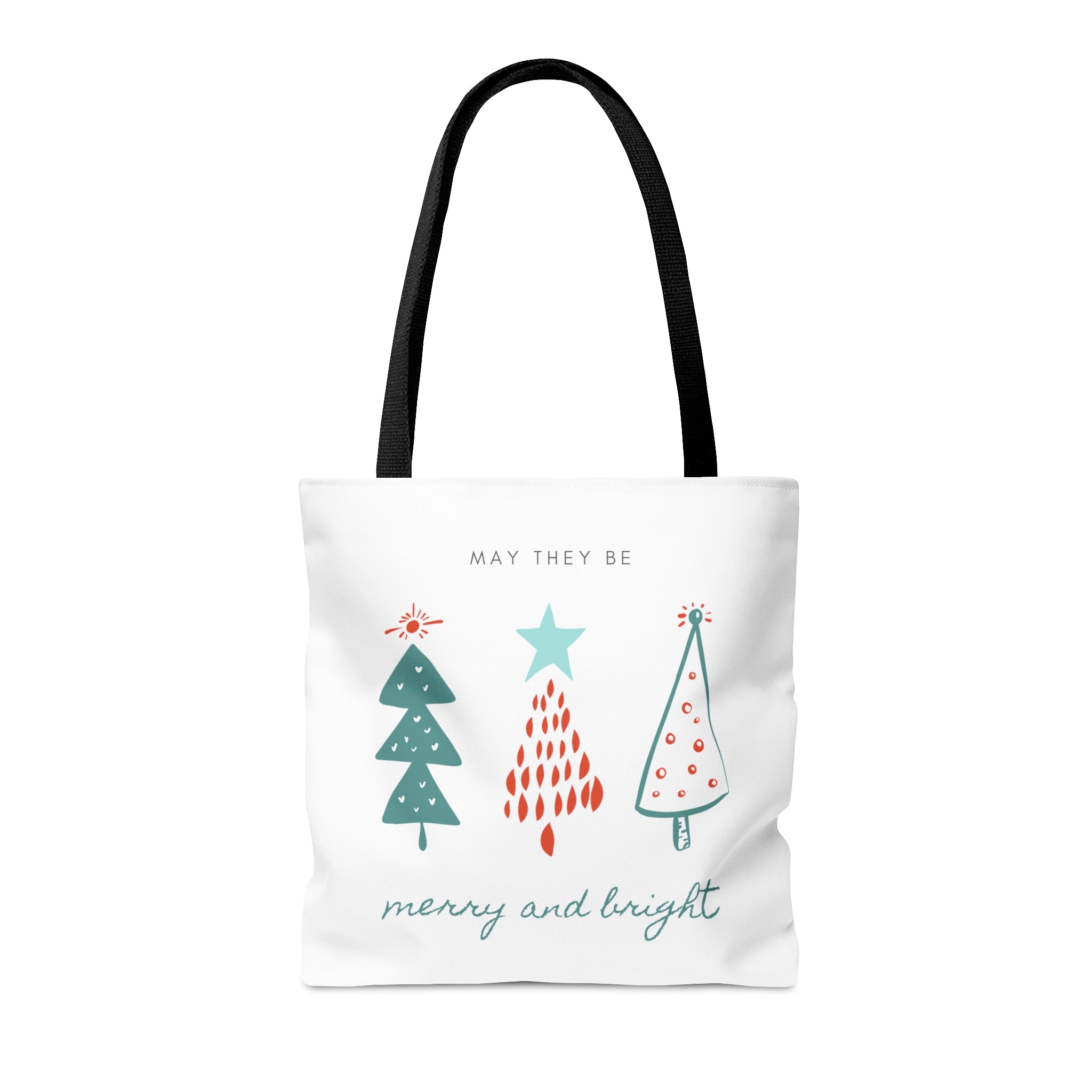 Hapy Holidays Christmas Tote Bags White, Reusable Canvas Tote Bags, Available in Different Size