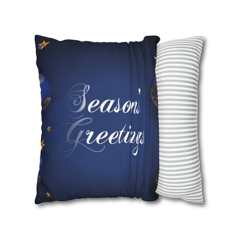 Christmas Spun Polyester Pillowcase Dark Blue