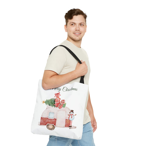 White Merry Christmas Tote Bag, Reusable Canvas Tote Bags, Available in Different Size