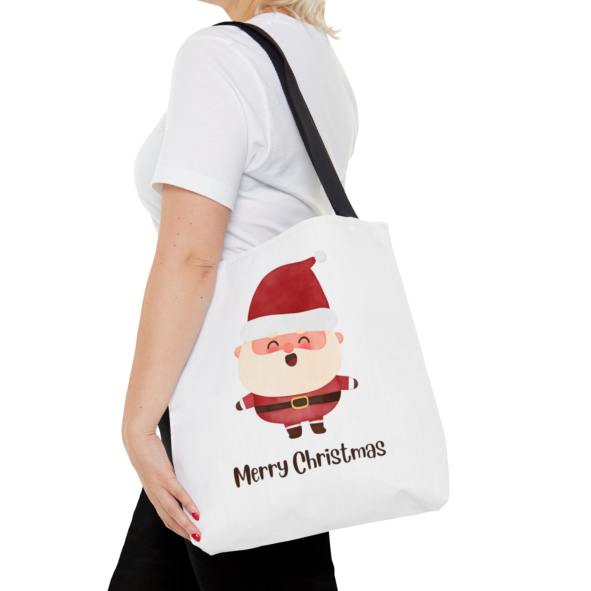 Merry Christmas Tote Bag, Reusable Canvas Santa Tote Bags, Available in Different Size