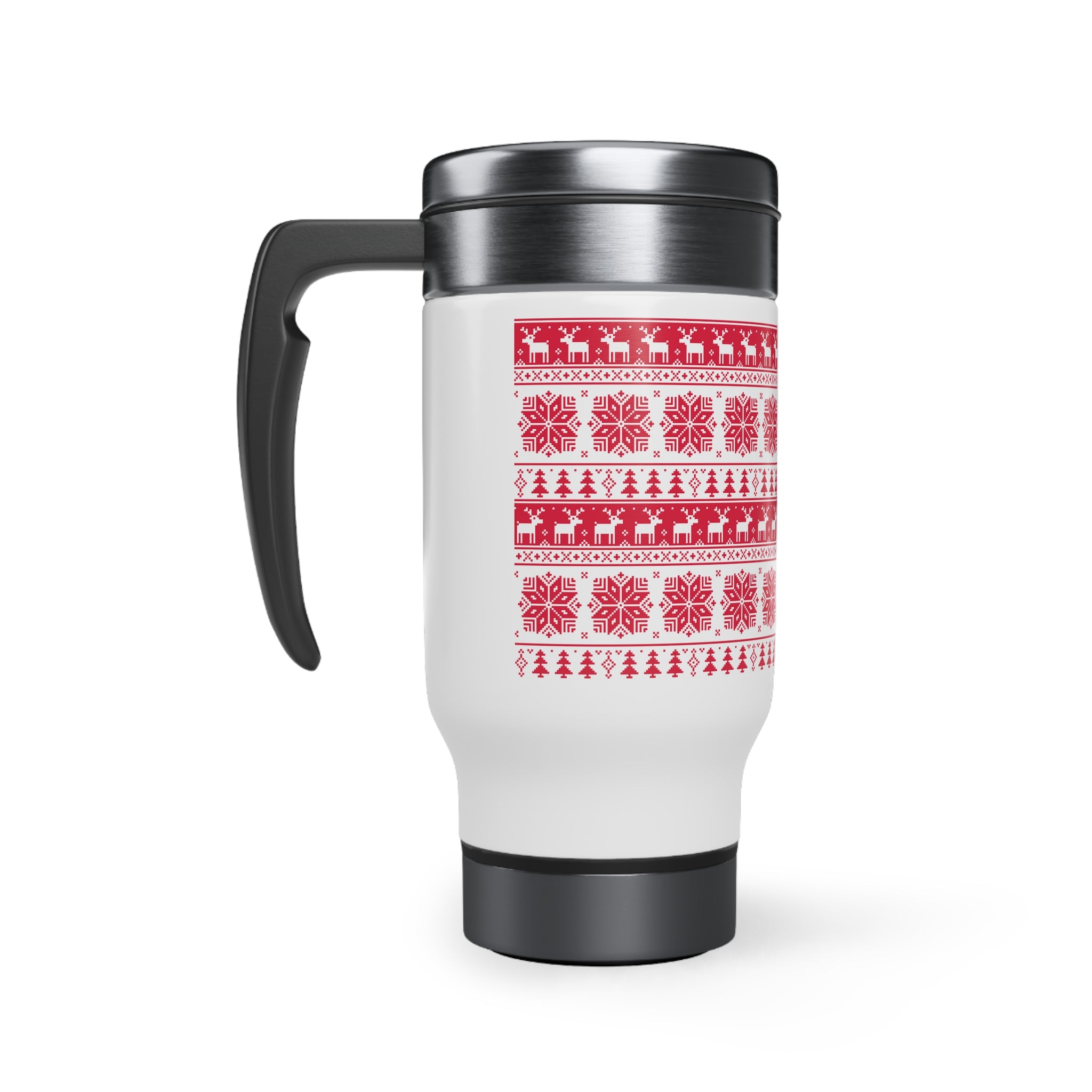 Christmas Stainless Steel Travel Mug with Handle, 14oz Red