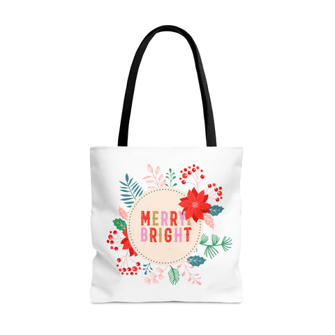 Merry Bright Tote Bags White, Reusable Canvas Tote Bags, Available in Different Size