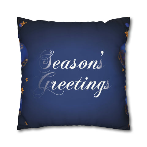 Christmas Spun Polyester Pillowcase Dark Blue