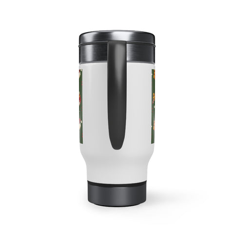 Christmas Stainless Steel Travel Mug with Handle, 14oz Dark Green