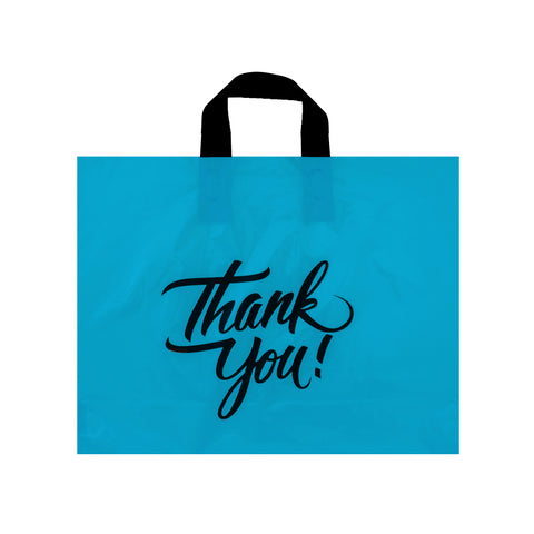 20x15, 3 Mil Thank You Printed Plastic Bags with Loop Handles and with 6" Bottom Gusset Boutique Bag Pack of 60 - Infinite Pack