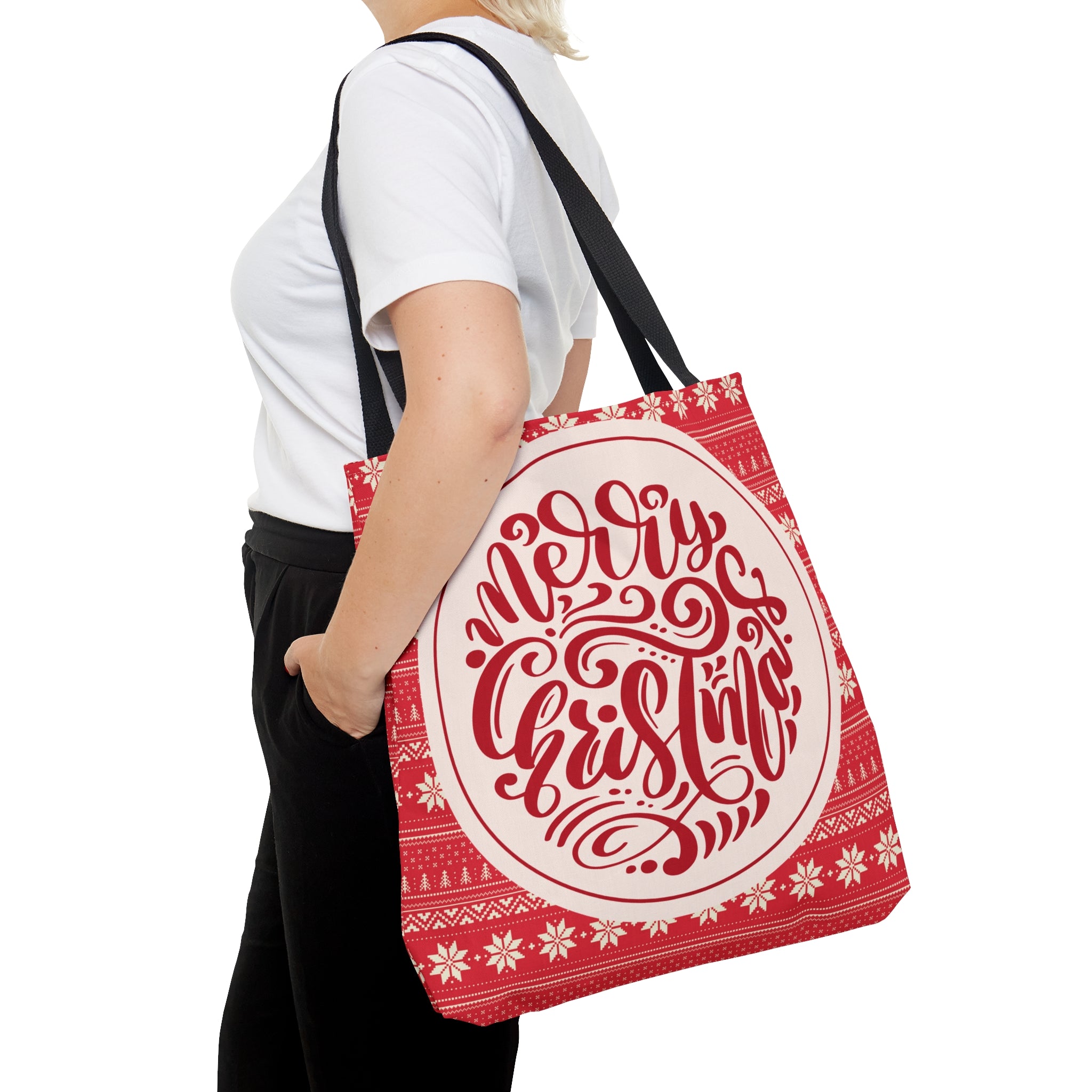Red Christmas Tote Bag, Reusable Canvas Tote Bags, Available in Different Size