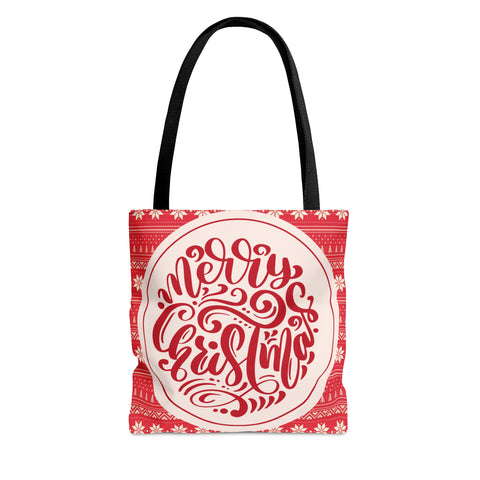 Red Christmas Tote Bag, Reusable Canvas Tote Bags, Available in Different Size