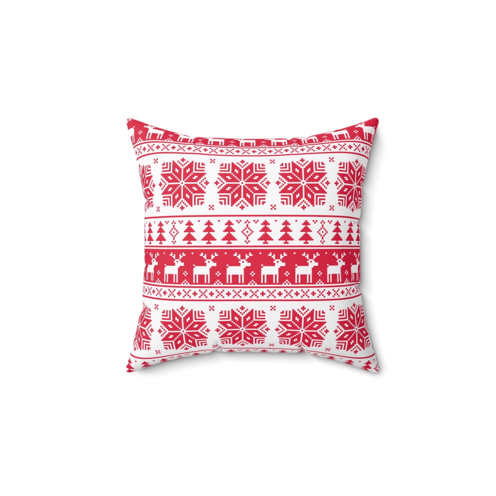 Christmas Spun Polyester Square Pillow Red