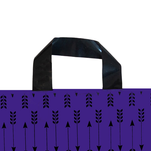 InfinitePack Large Black Arrows Purple 20\"x15\"(60pcs) Thank You Merchandise Bag with Loop Handle, Boutique Bag with 3\" Bottom Gusset & 3 Mil Thick, Glossy Bag for Grocery, Shopping, Business, Clothing, Trade Shows - Infinite Pack