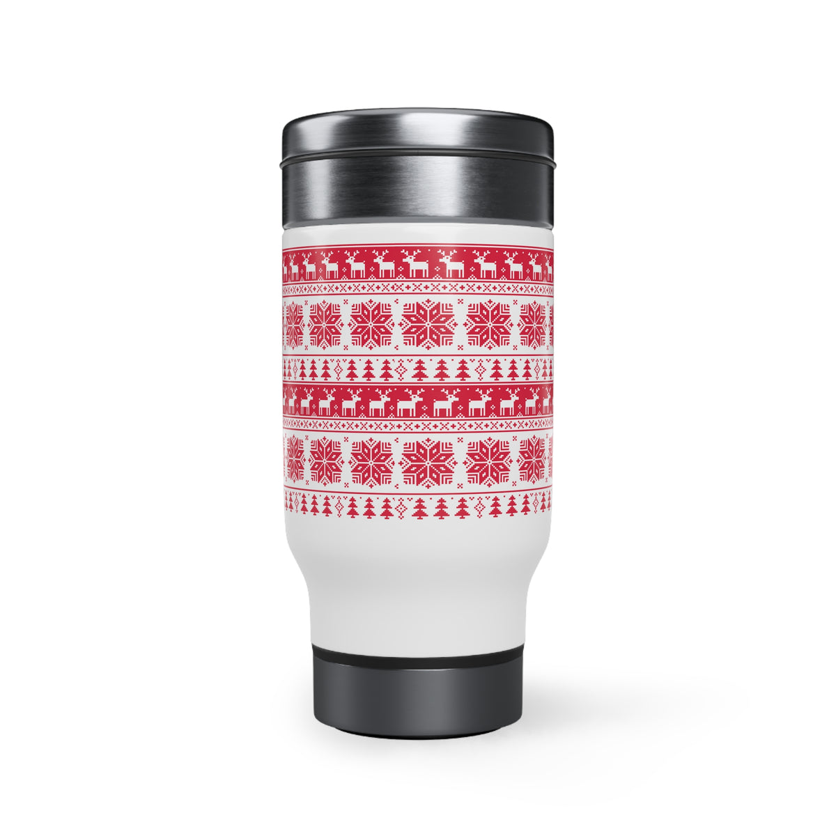Christmas Stainless Steel Travel Mug with Handle, 14oz Red