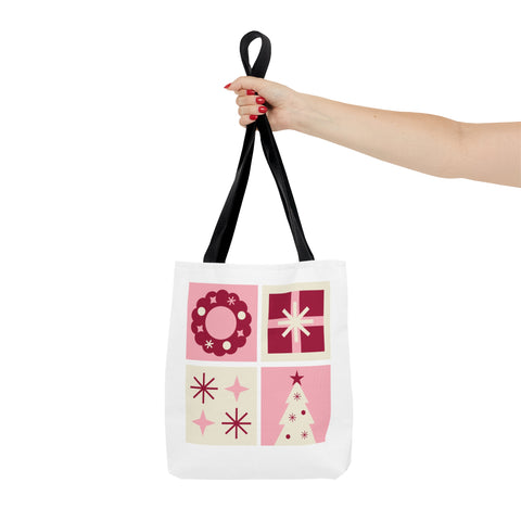 Christmas Tote Bags Pink, Reusable Canvas Tote Bags, Available in Different Size