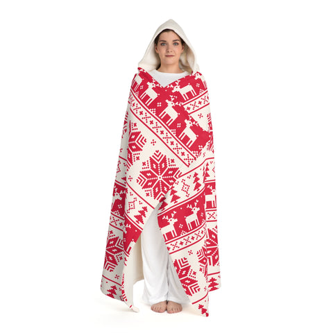 Christmas Hooded Sherpa Fleece Blanket Red - Infinite Pack