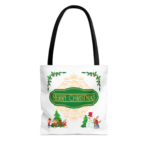 Merry Christmas Tote Bags Green, Reusable Canvas Tote Bags, Available in Different Size