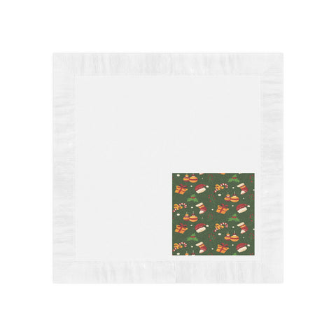 Christmas White Coined Napkins, Dark Green