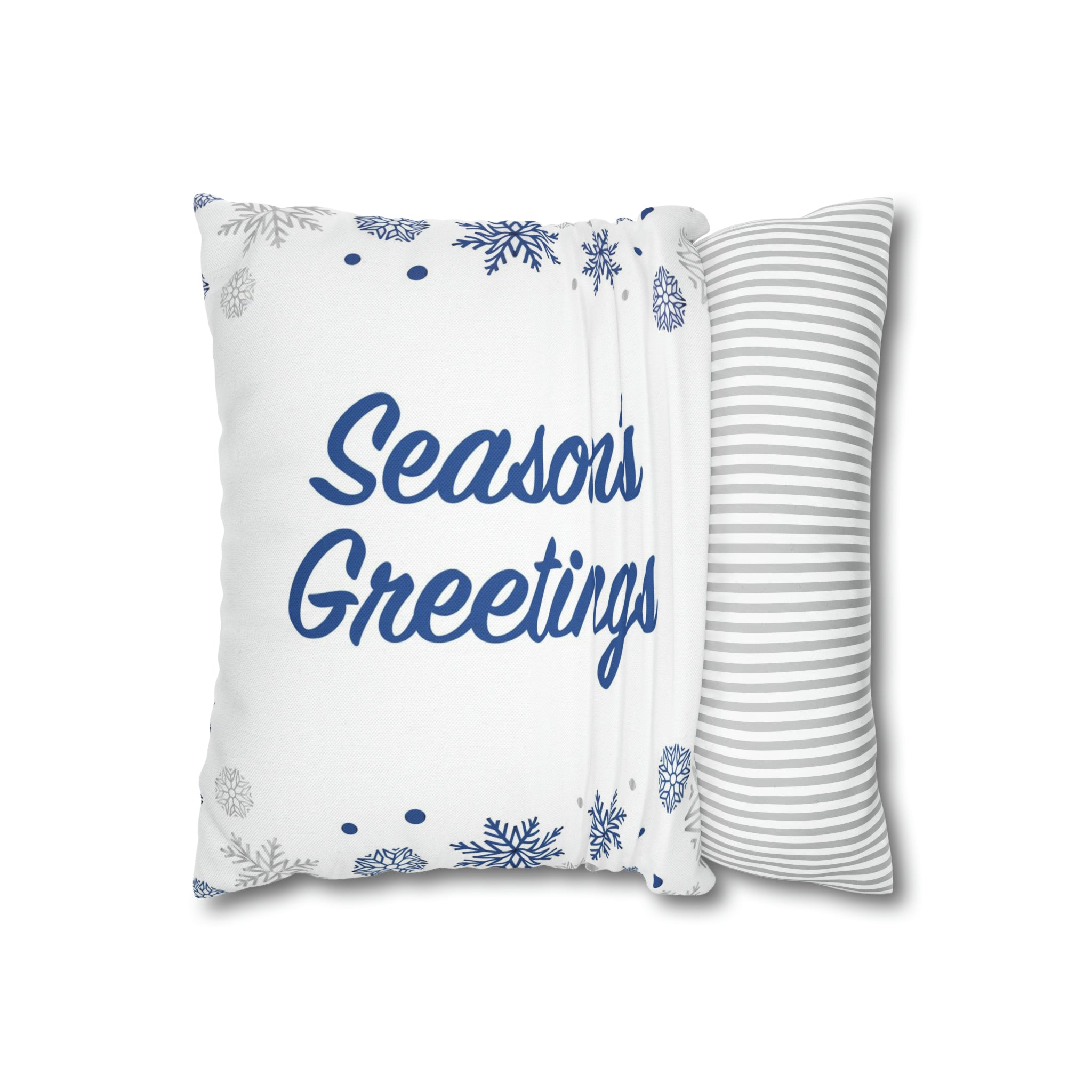 Christmas Spun Polyester Square Pillow Case White