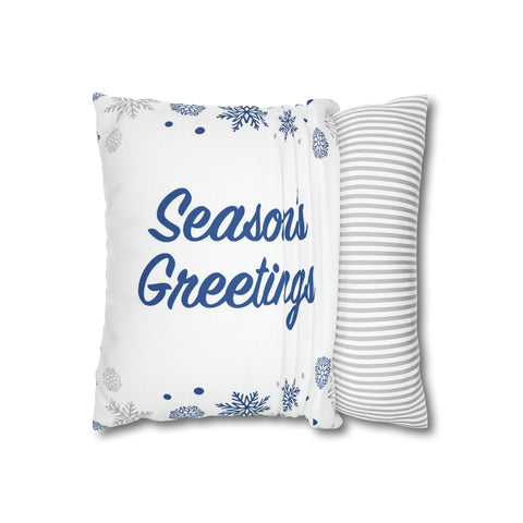 Christmas Spun Polyester Square Pillow Case White