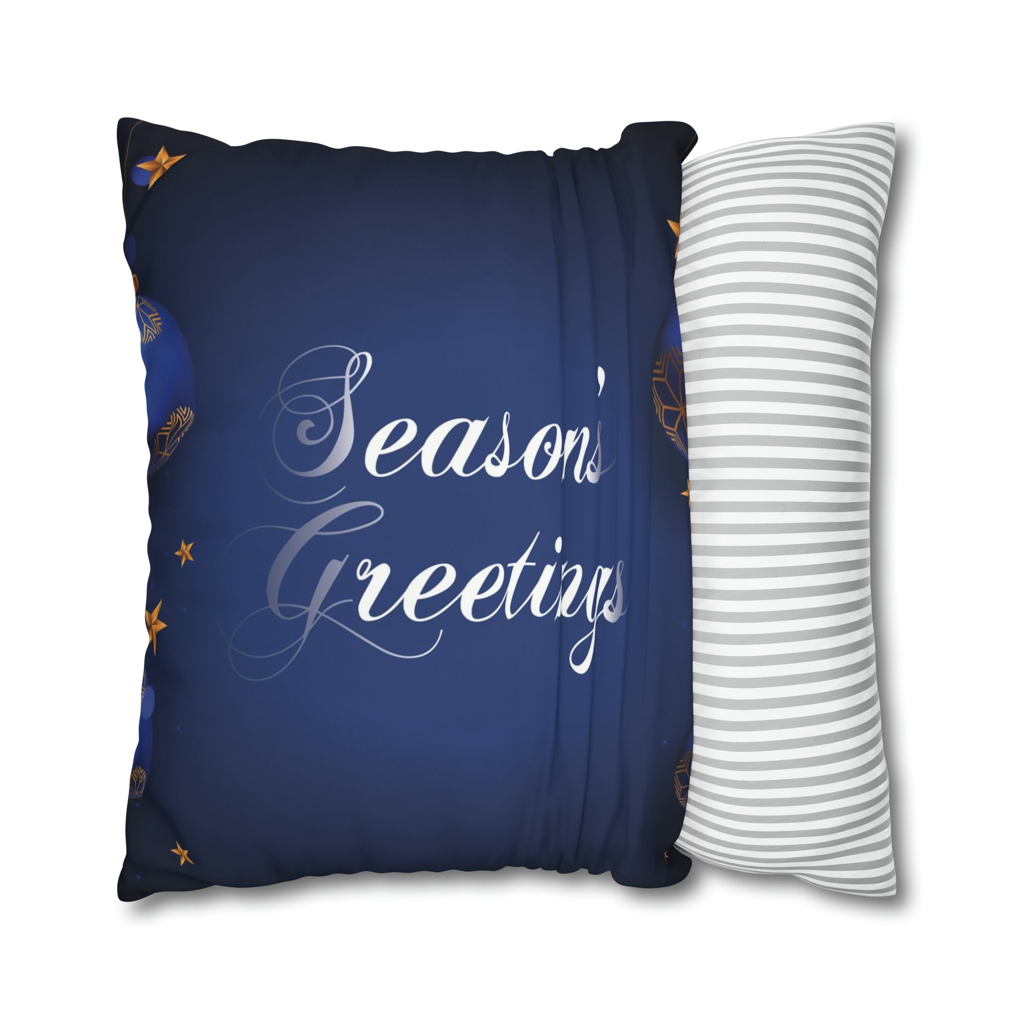 Christmas Spun Polyester Pillowcase Dark Blue