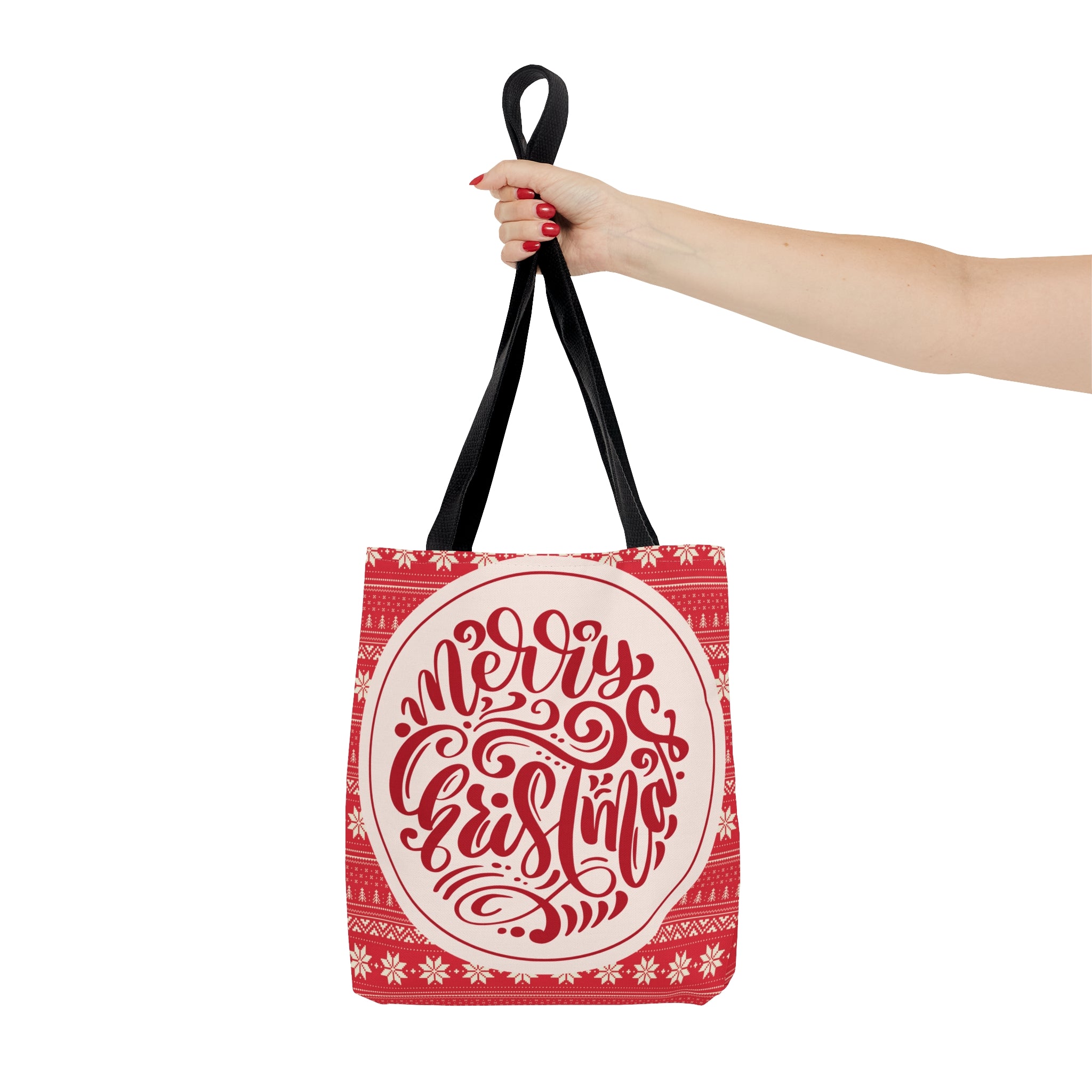 Red Christmas Tote Bag, Reusable Canvas Tote Bags, Available in Different Size