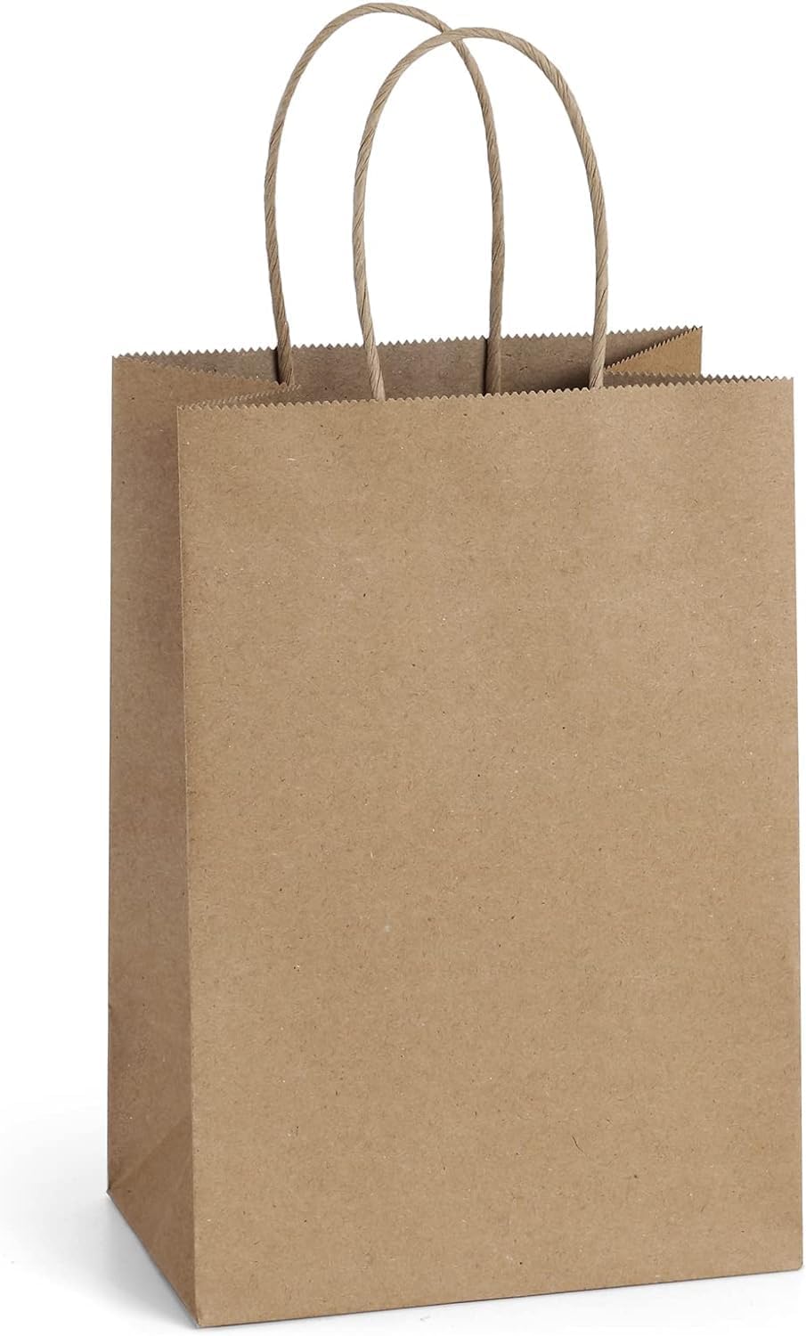 Small Paper Bags with Handles (5.25x3x8) Inches | Gift Bags Bulk | Kraft Brown Paper