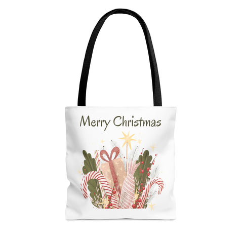 Merry Christmas Tote Bags White, Reusable Canvas Tote Bags, Available in Different Size