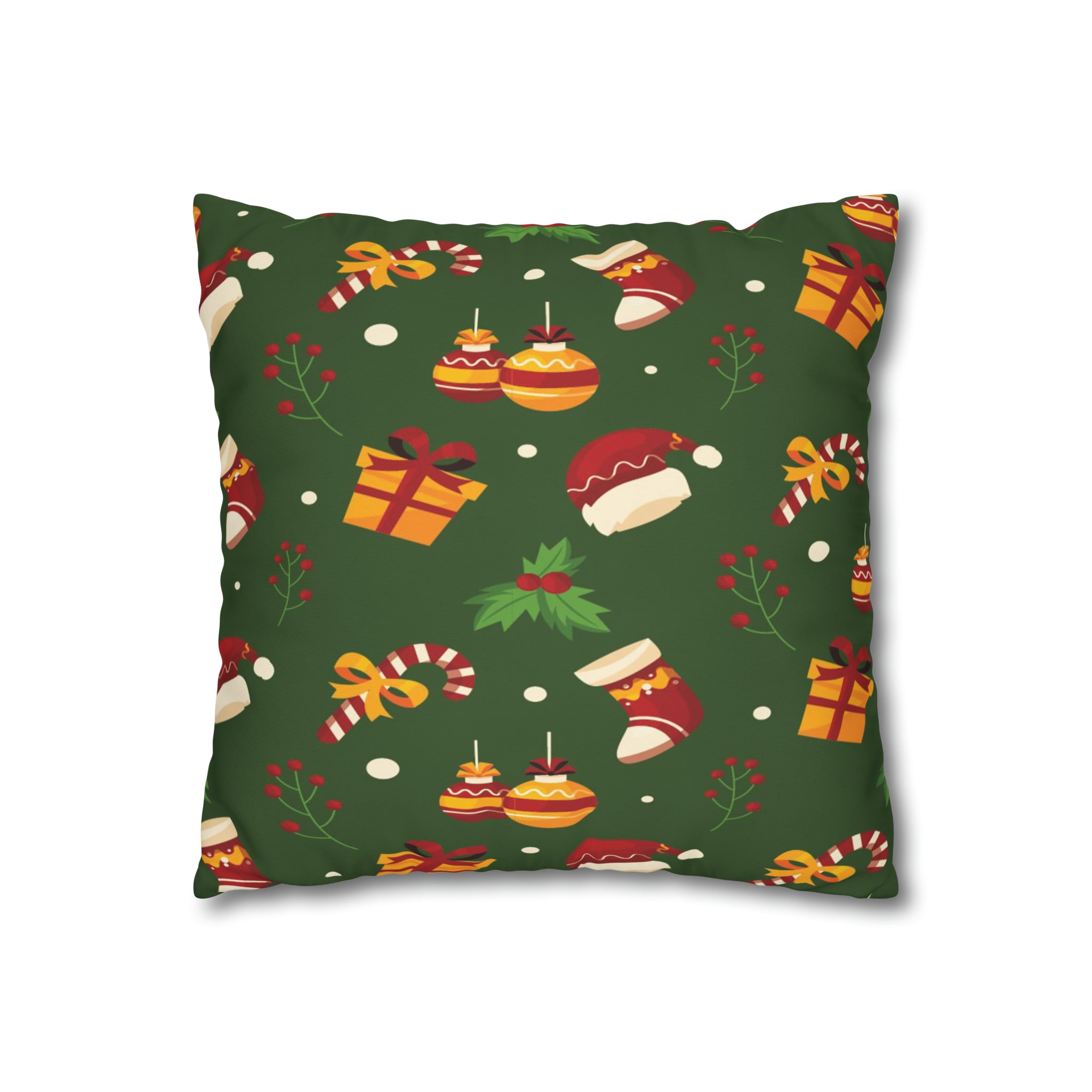 Christmas Spun Polyester Pillowcase Dark Green