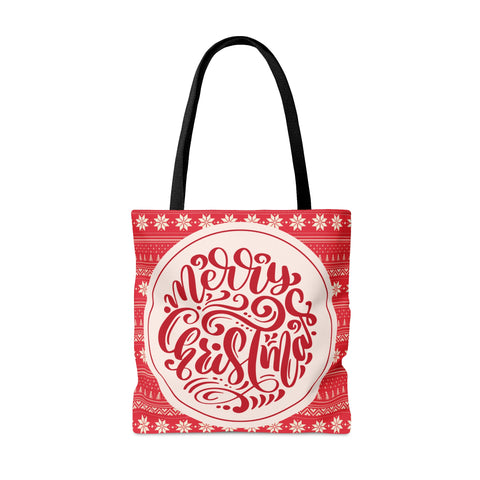 Red Christmas Tote Bag, Reusable Canvas Tote Bags, Available in Different Size