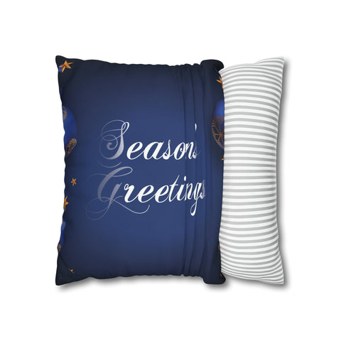 Christmas Spun Polyester Pillowcase Dark Blue