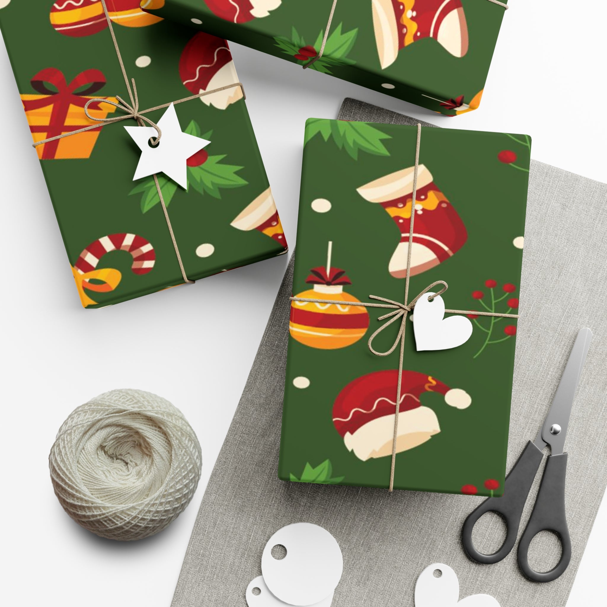 Christmas Gift Wrap Papers Dark Green