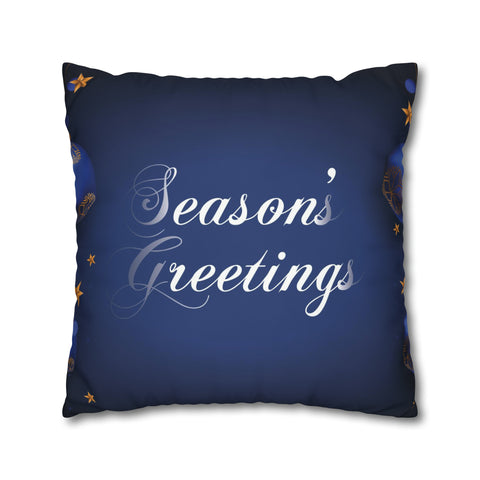 Christmas Spun Polyester Pillowcase Dark Blue