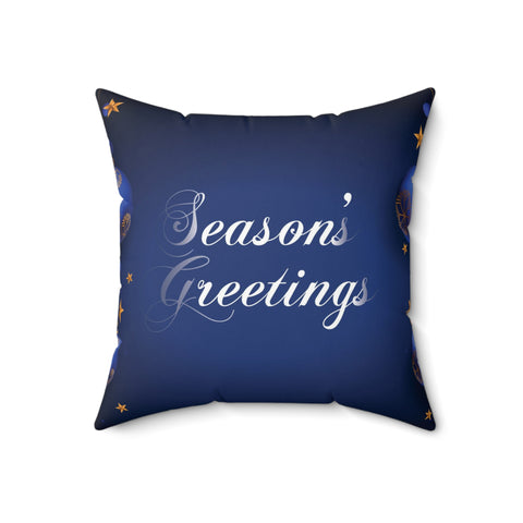 Christmas Spun Polyester Square Pillow Dark Blue