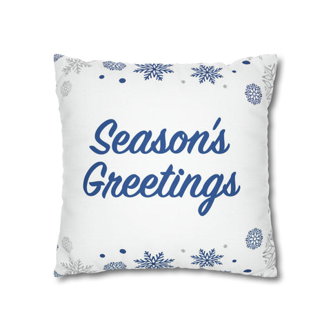 Christmas Spun Polyester Square Pillow Case White