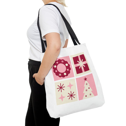 Christmas Tote Bags Pink, Reusable Canvas Tote Bags, Available in Different Size