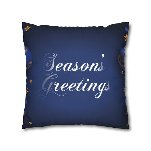 Christmas Spun Polyester Pillowcase Dark Blue